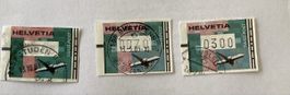 3x timbres  avion Helvetia Poste suisse 