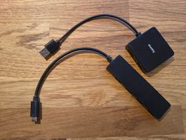 2 USB Hub Set: Hama USB 2.0 & i-tec USB-C 3.1 Slim Hub