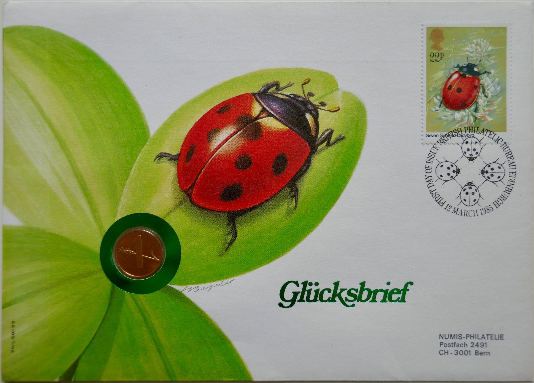 Tutti le monete: Numisbrief Glücksbringer mit 1 Räppler ab Fr.1.- – Usato da Möhlin venduto da PHILABARTIS