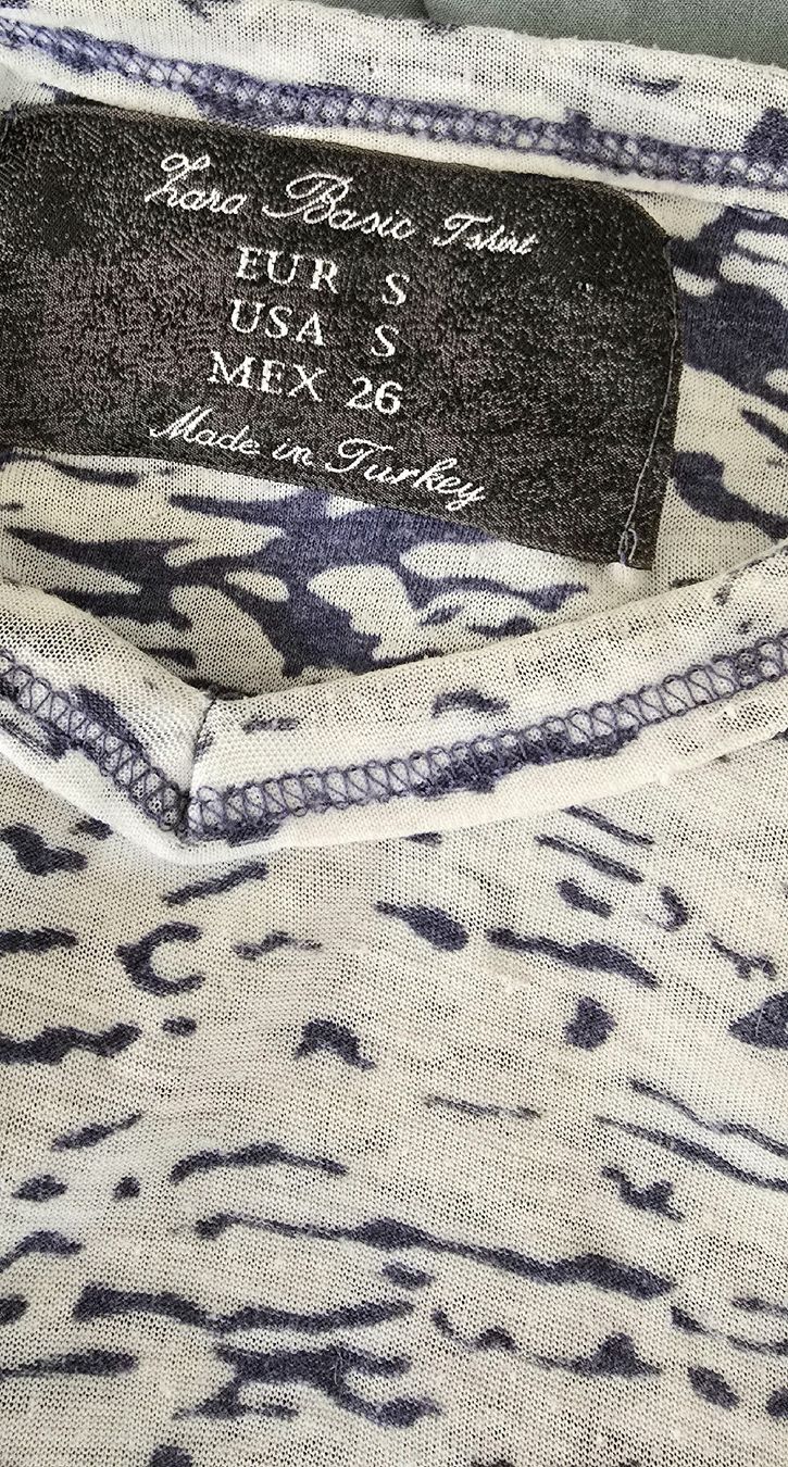 Zara Top: Top oversize bleu et blanc, manches longues taille S – Usato da Genève venduto da Saleena 7