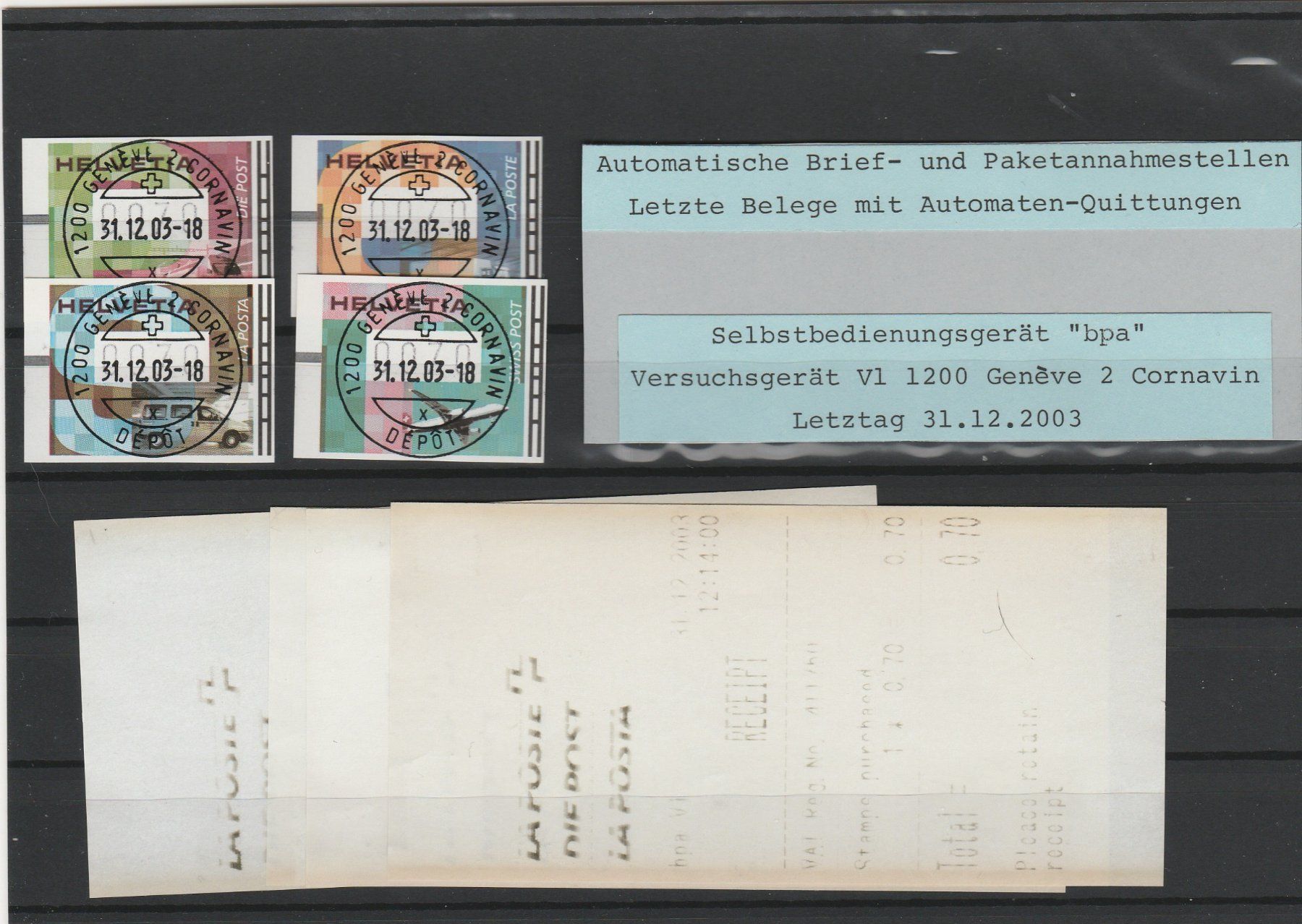 Alle Briefmarken: ATM 15-18 mit Quittungen – Gebraucht aus Oberglatt ZH von Wiedmi6
