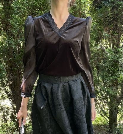 Glamour Camicia velluto-Maniche di organza-M/L-feste👌