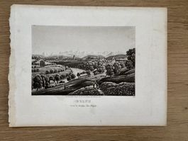 Antiker Stich Bild Ansicht von Bern