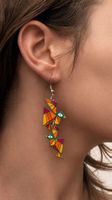 Boucle artisanale unique “ oiseaux géométriques vert”