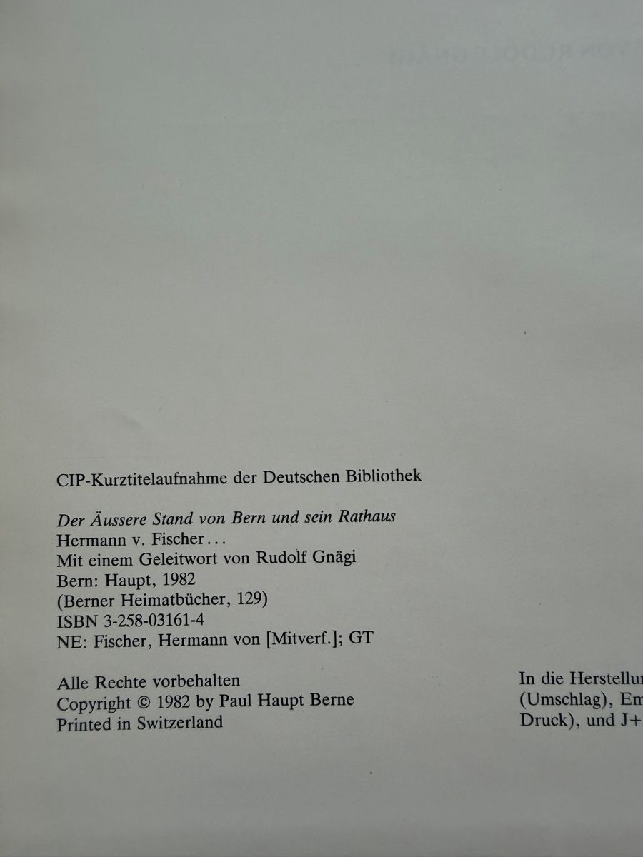 Bücher: Der Äussere Stand von Bern und sein Rathaus – Gebraucht aus Schwarzenburg von Michellu 3