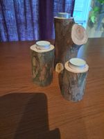 Rustikale Eibenholz-Kerzenständer Set (3er)
