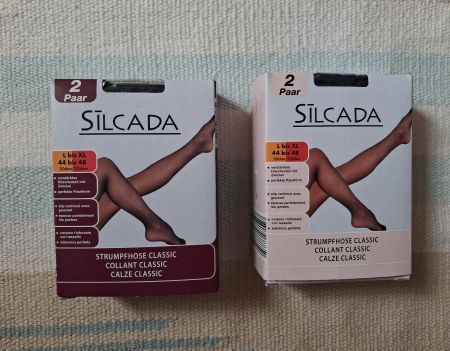 SILCADA Strumpfhose 2x 2 Paar NEU, blau & schwarz, L-XL