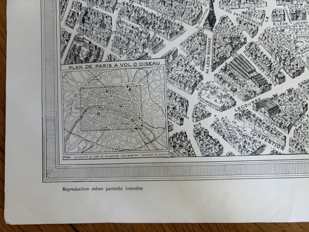 Cartine & Atlanti: Plan de Paris à Vol d'Oiseau Reproduction 1.1957 – Usato da Zürich venduto da mimikiki100 3