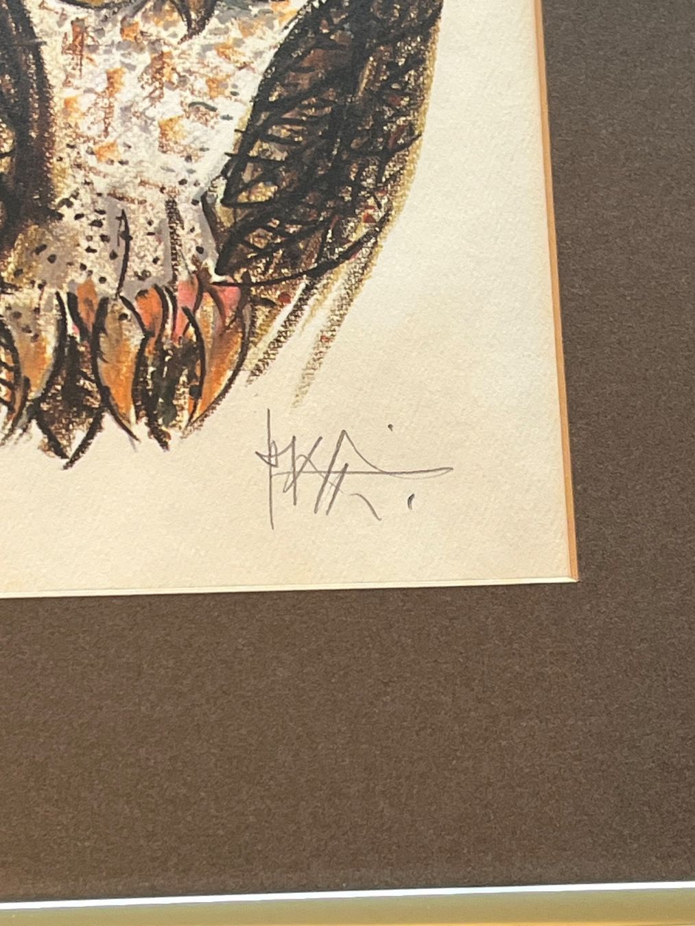 Dipinti: PIATTI Original signierte Eulenlithographie, gerahmt. – Usato da Basel venduto da PAUL_ART 3