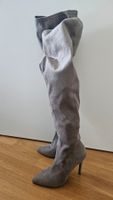 Overkneestiefel grau Kunstleder Grösse 38 - 1x getragen