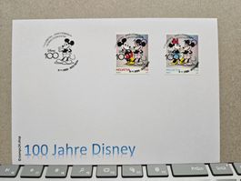FDC 100 Jahre Disney 2023 aus Viererblock, Vollersttag