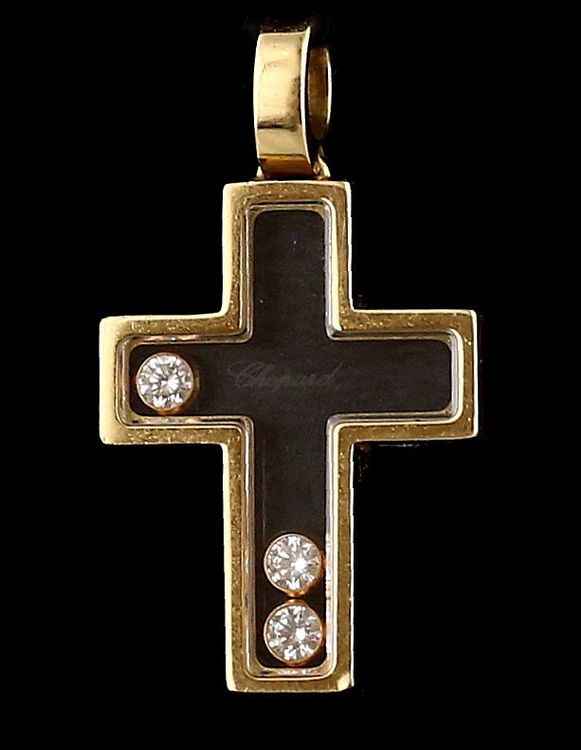 CHOPARD 18 KARAT GOLD KREUZ ANH NGER MIT DREI BRILLANTEN Kaufen