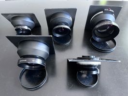 Sinar-Kamera mit 5 Objektiven, Stativ und viel Zubehör