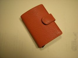 Secret Card Holder Karten Halter echt Leder orangebraun NEU