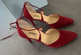 Rote Paul Green Wildleder Pumps mit Schnürung Gr.7 / 40 Top!