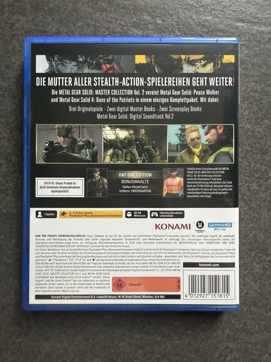 Sony Giochi: Metal Gear Solid Master Collection Vol 2 PS5 – Usato da Zürich venduto da cENS0R 1