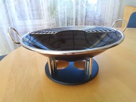 Tisch-Wok Set, Metall Schwarz, Komplett mit Rechaud