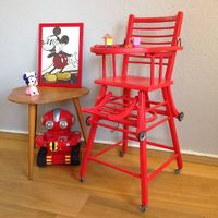 Vintage Kinder Hochstuhl aus Frankreich, rot