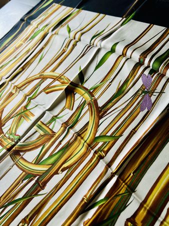 Foulard Gucci en soie, motif bambou