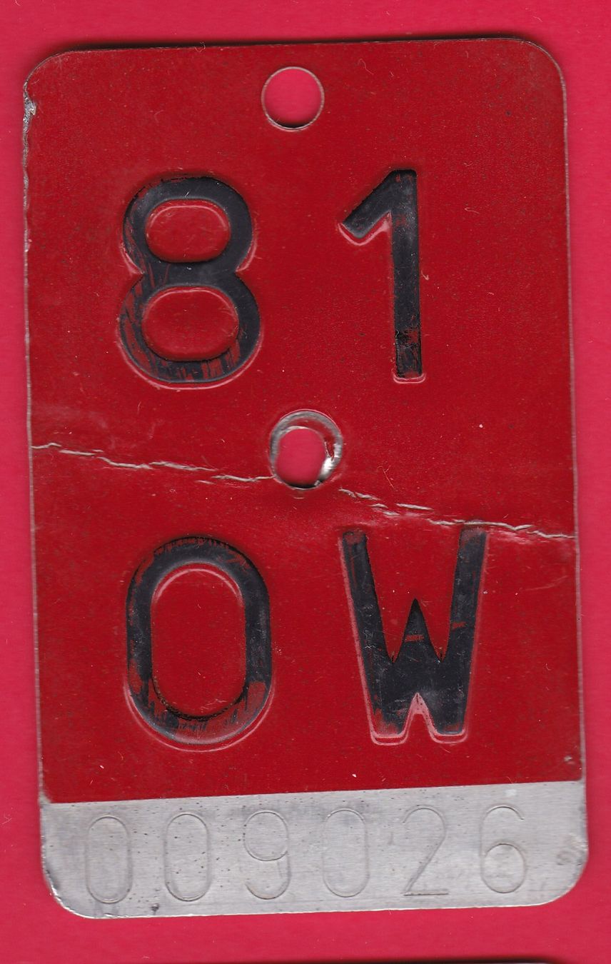 Schilder: VELONUMMER / FAHRRADSCHILD, OW 81 – Gebraucht aus Oberrieden von Gebirgsstelze