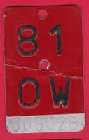 VELONUMMER / FAHRRADSCHILD, OW 81