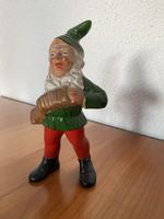 Alter, dekorativer Gartenzwerg mit Akkordeon, Vintage!