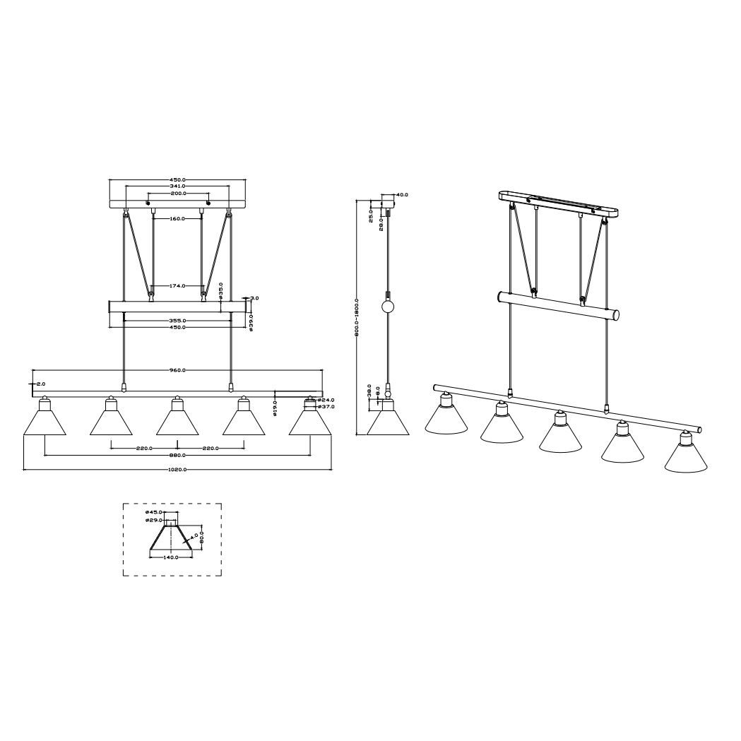 Lampadari & plafoniere: Pendelleuchte, Weiss, 102 cm x 14 cm – Nuovo (secondo la descrizione) da Kreuzlingen venduto da Smart-Light 3