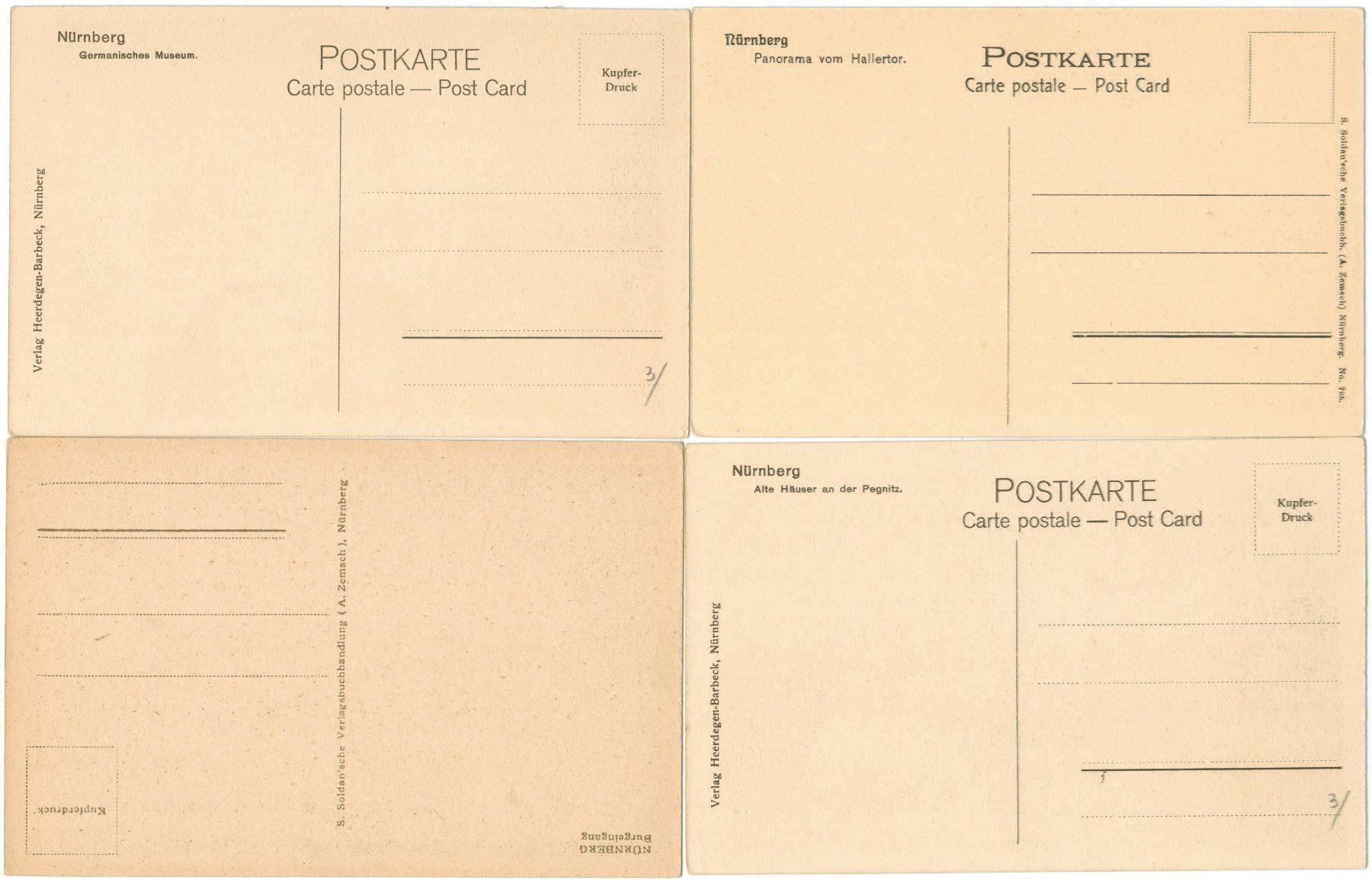 Cartoline postali: 4 AK Nürnberg vor dem Krieg – Usato da Zürich venduto da Tolima194 1