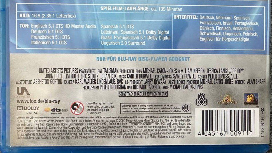 Tutti i DVDs: Rob Roy - Abenteuer Blu-ray Disc Top Zustand – Usato da Beringen venduto da Mantafisch1 2