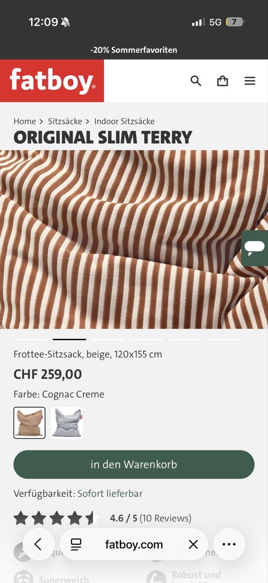 Fatboy Poltrone: Fat Boy Sitzsack - Original Slim Terry – Nuovo (secondo la descrizione) da Bern venduto da Krta 2