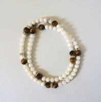Perlenkette weisse Jade/Tigerauge