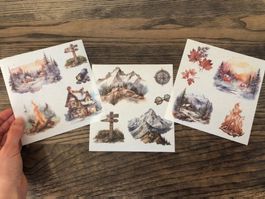 Sticker Aufkleber Scrapbook Berge Wandern Wanderlust Natur
