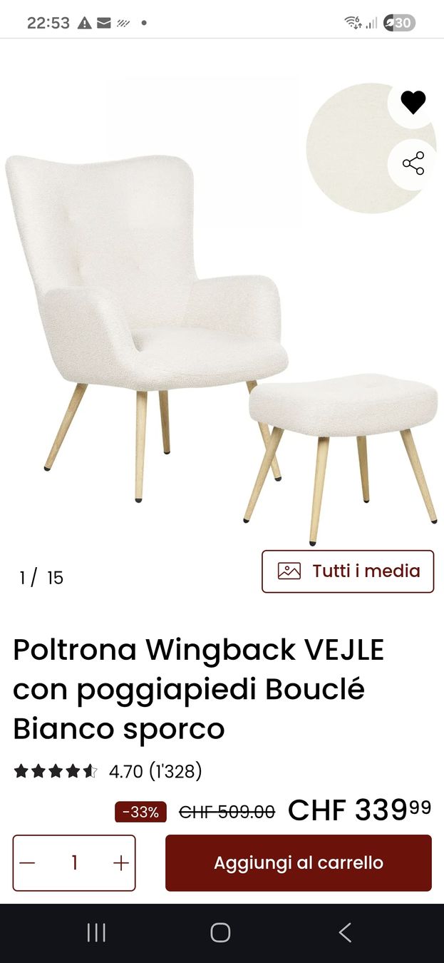 Beliani Poltrone: Armchair Belliani con pouf – Usato da Luzern venduto da jen_9s9n 2
