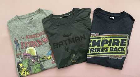 3 Bat Man, Spiderman, Star Wars T-Shirts