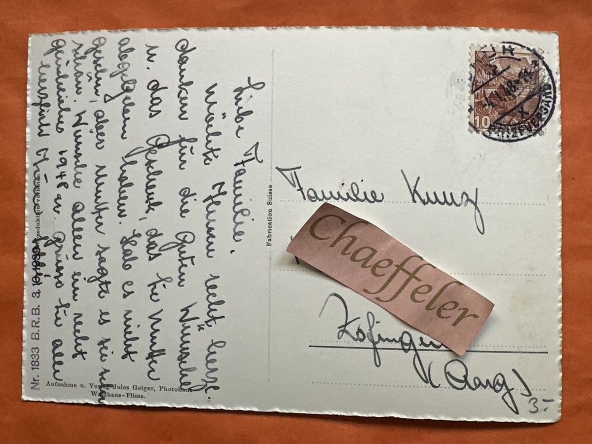 Cartoline postali: 1948 Chur mit verschneiter Martinskirche! – Usato da Zürich venduto da Chaeffeler 1