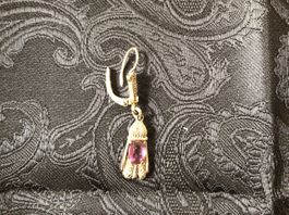 Einzelner Vintage Ohrring mit Lila Stein – Amethyst od. Glas