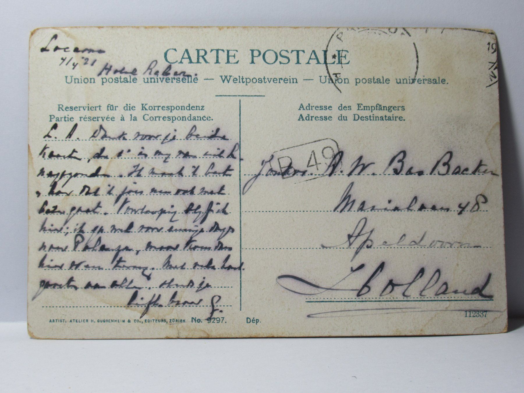 Ansichtskarten: Locarno , Ponte Brolla 1921 – Gebraucht aus Grenchen von Bluemchen1900 2