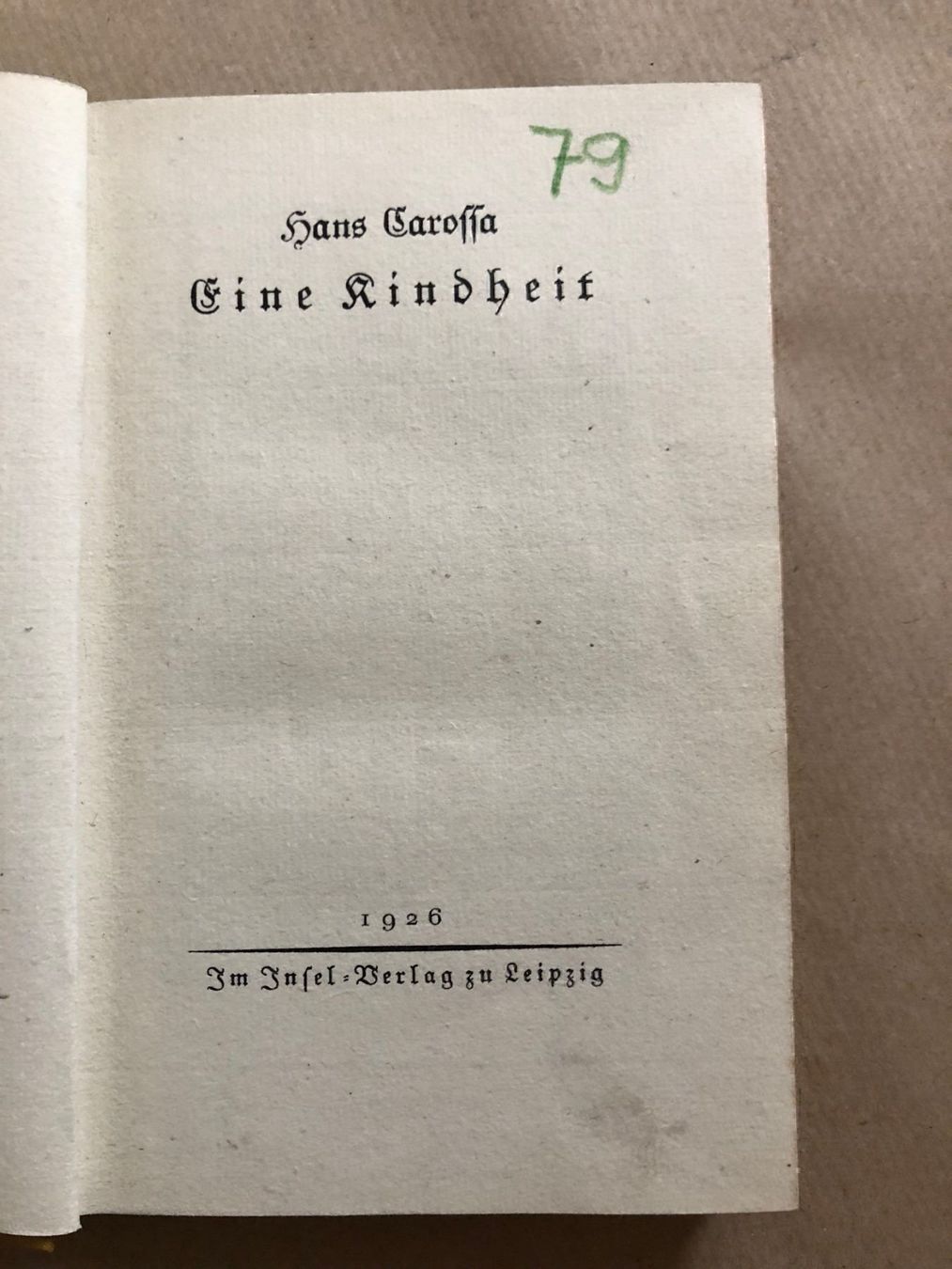 Libri: Hans Carossa: Eine Kindheit – Usato da Zürich venduto da allp 1