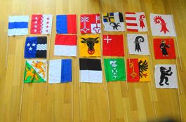 19 kleine Schweiz Kantons Fahnen mit Stöcken