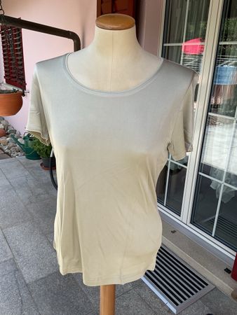 Alkena Rundhals KA Seiden Tshirt  Grösse M Metallic Baige