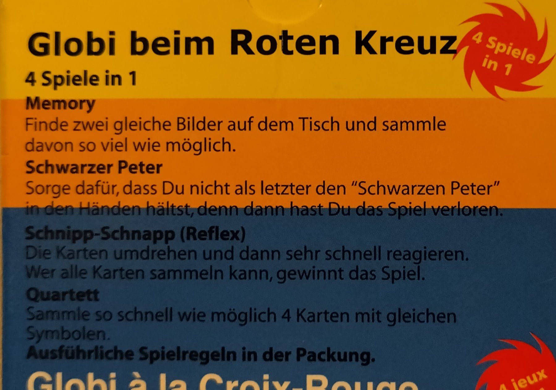 Giochi: Globi beim roten Kreuz - Quartett - schwarzer Peter - Memory – Usato da Bellach venduto da JingleJerry 9