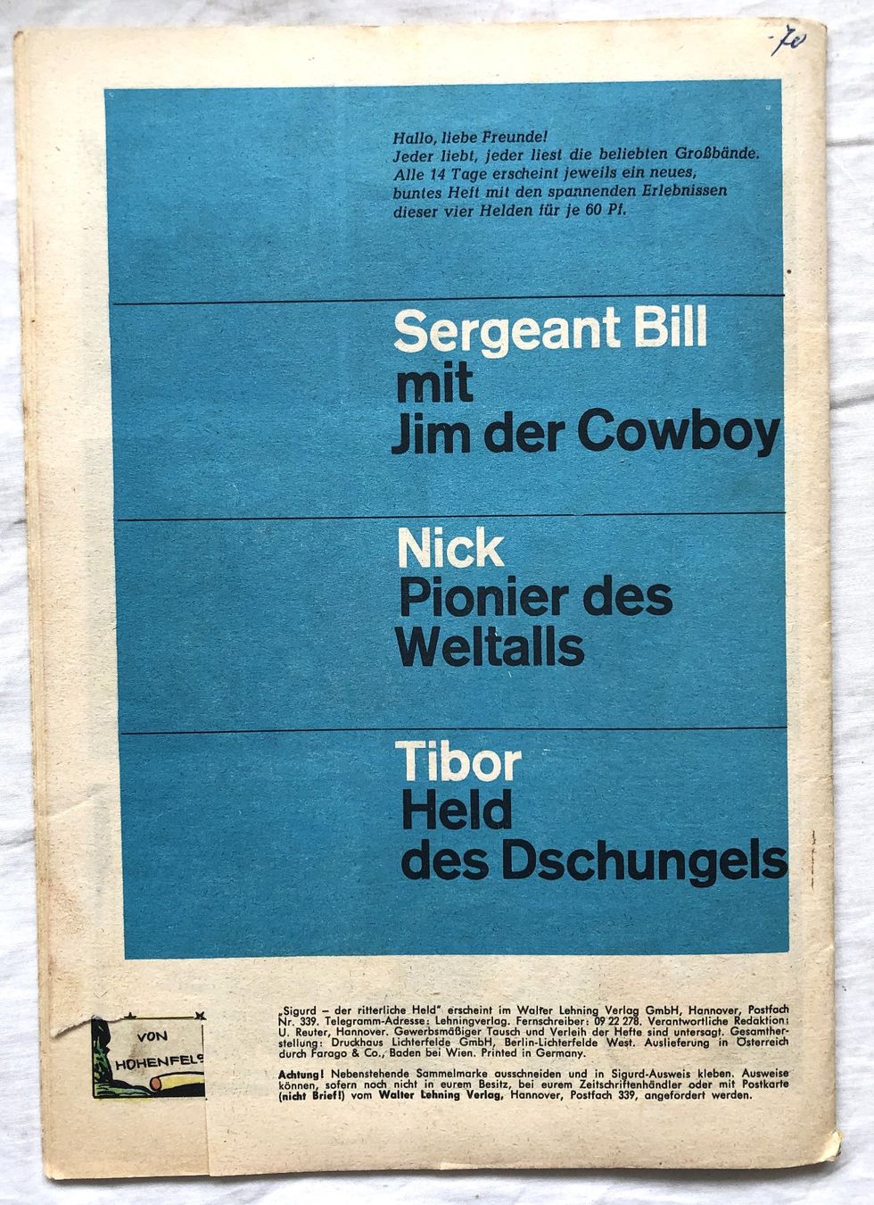 Fumetti: SIGURD - DER RITTERLICHE HELD - Band 89 – Usato da Schaffhausen venduto da durruti 4