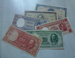 Lot ++ 6 Banknoten aus Chile ab 1958