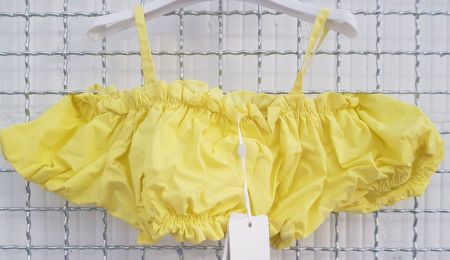 Neues gelbes Designer Sommer Top mit Rüschen Gr. 116