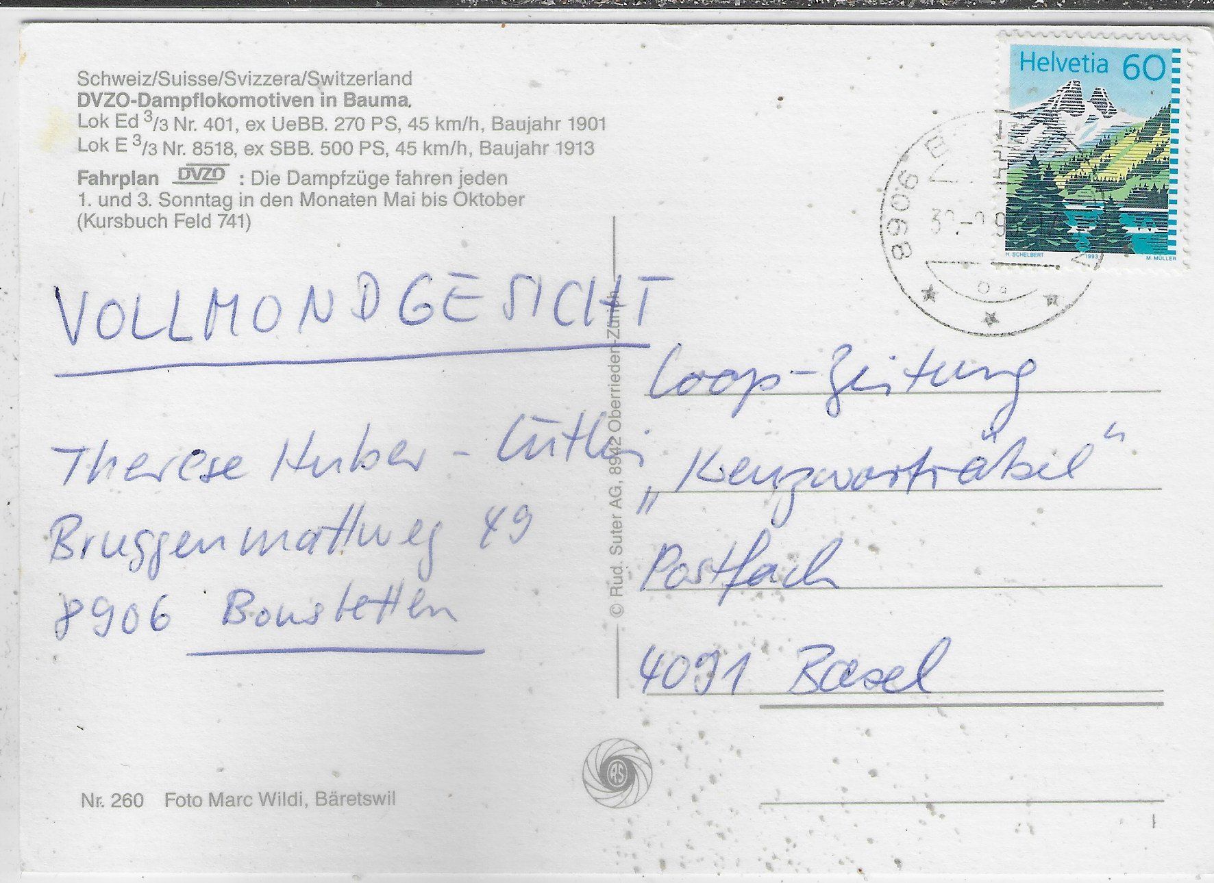 Cartoline postali: DVZO-Dampflokomotiven in Bauma – Usato da Ettingen venduto da Kartenplanet 1