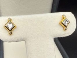 Vintage Goldfarbene Ohrringe mit Strasssteinen