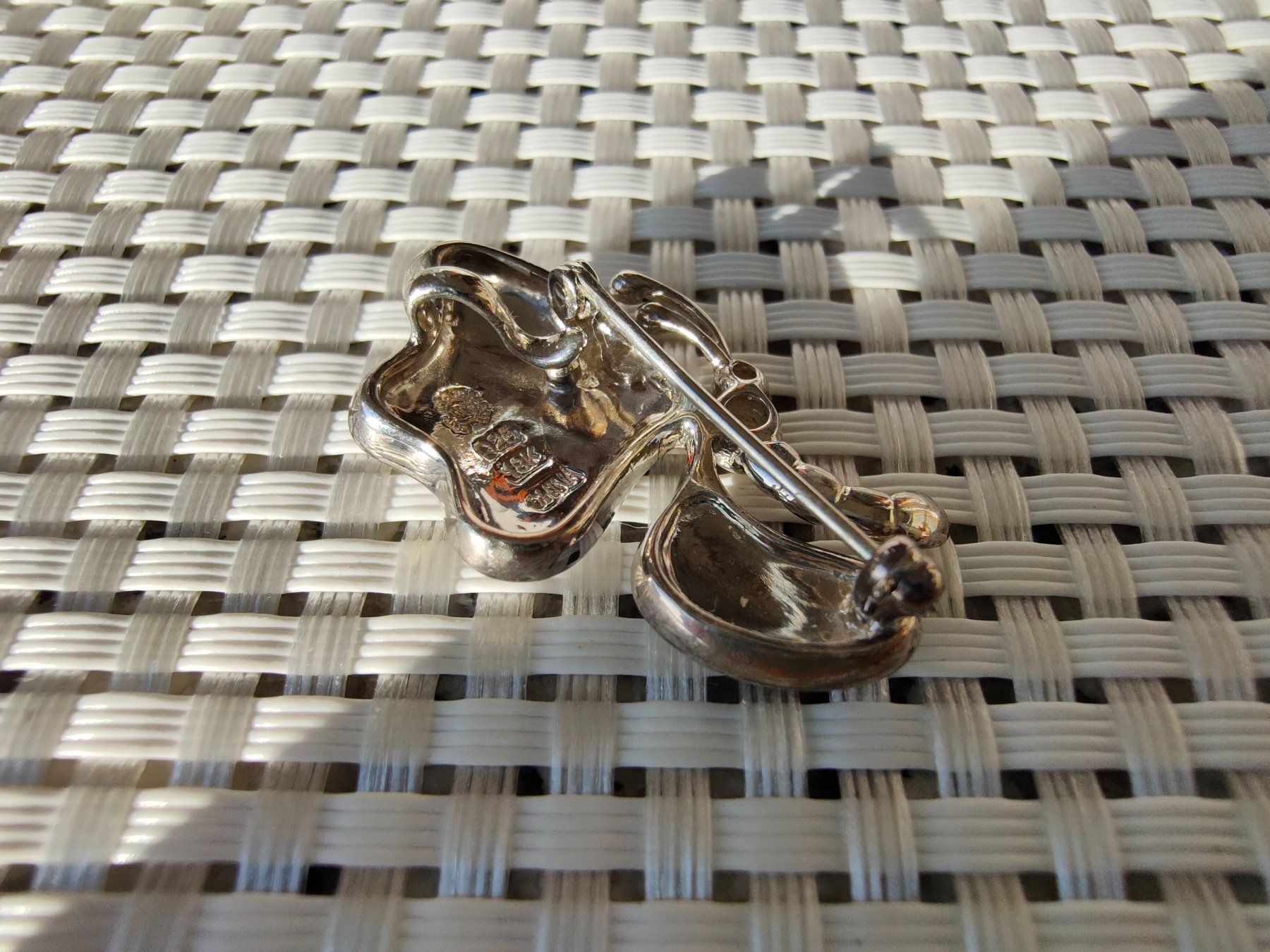 Anhänger: Eric Grossbardt 925 Silber Onyx Perlmutt Anhänger-Brosche – Gebraucht aus Umiken von Daik 3