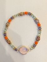 Das herbstliche Oval-Armband (Orange, Rauchblau & Jaspis)