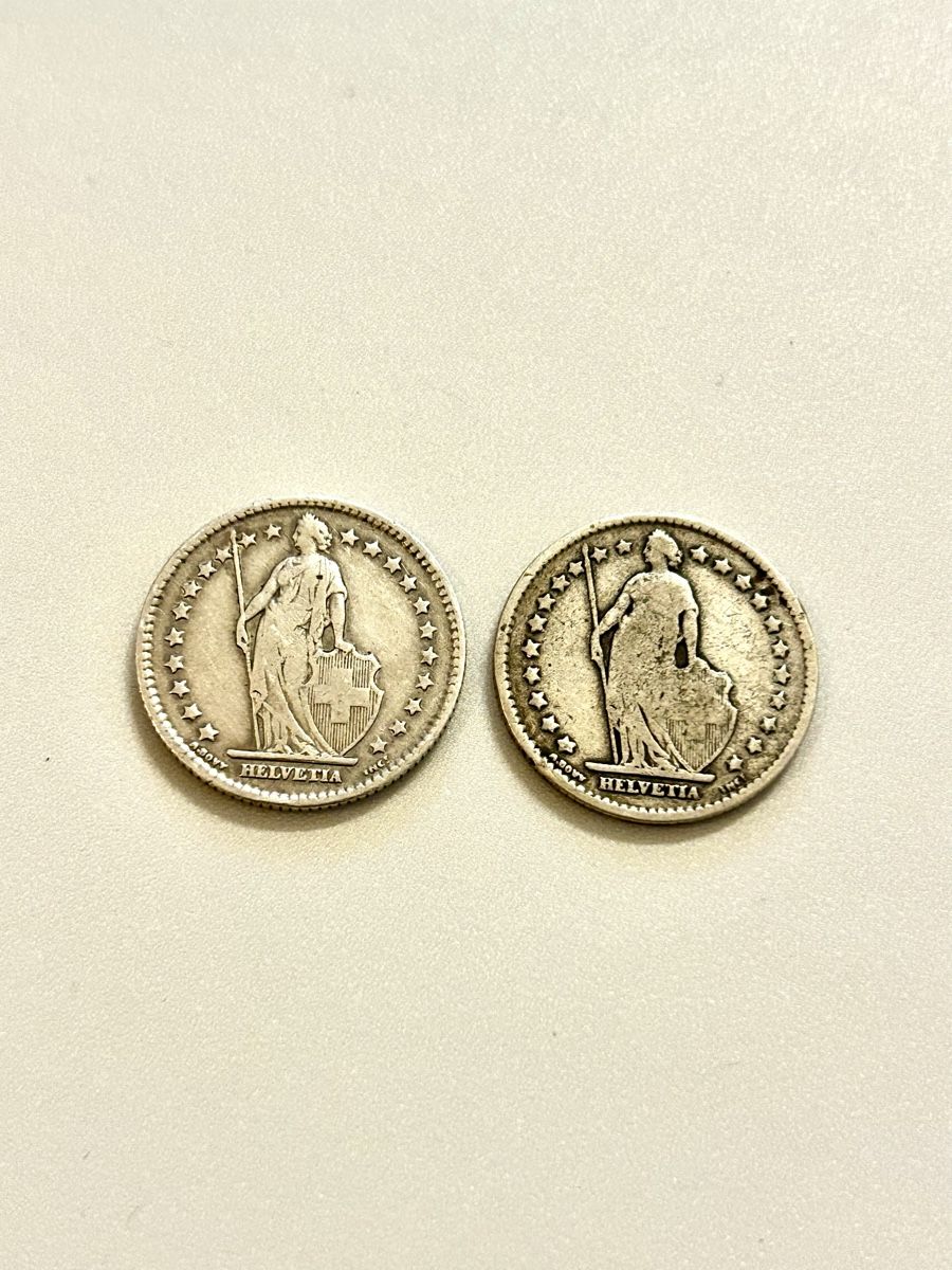 Tutti le monete: 2 x 1 franken 1903 – Usato da Lugano venduto da Mil-klr26 1