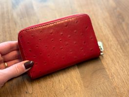 Michael Kors Portemonnaie «Ostrich-Prägung» – Rot / Gold